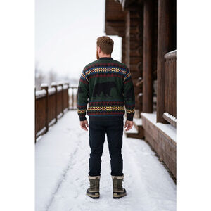 Vintage Sugar Street Weavers Sweater One Sz Tapestry Bear Moose Fair Isle Unisex